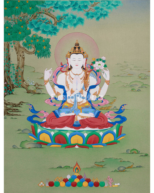 Four-Armed Avalokiteshvara Thangka 