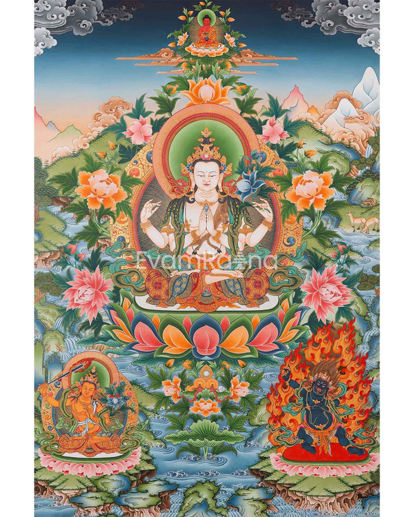 Four-Armed Avalokiteshvara Tibetan Thangka