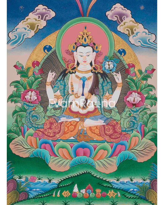 Four Armed Chengrezig Thangka