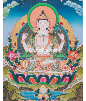 Four Armed Chengrezig Thangka