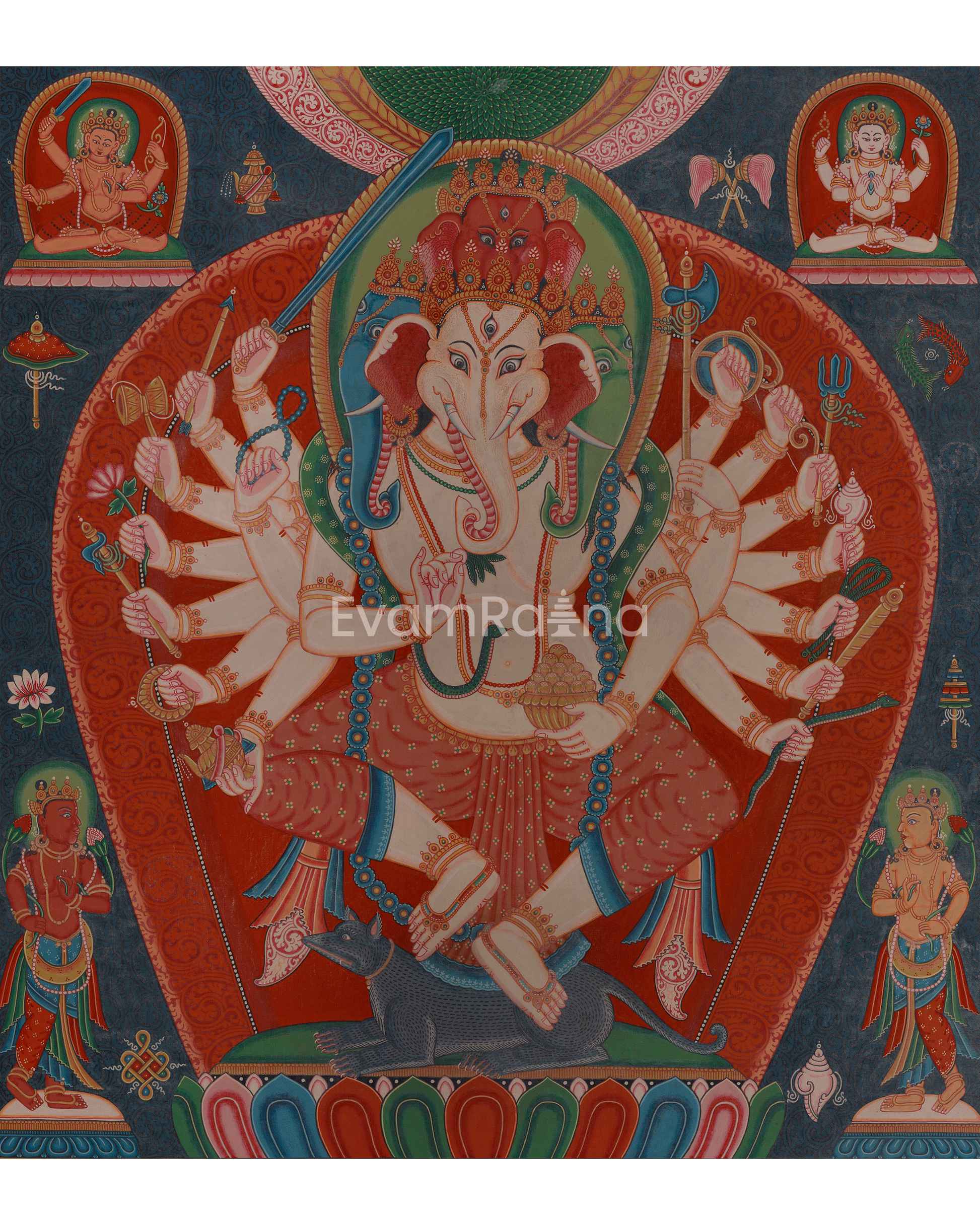 Four Head Ganesha Thangka 