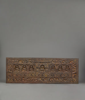 A Carved Wooden Sutra Cover | 102cm Tibetan Scripture Holder