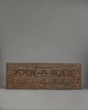 A Carved Wooden Sutra Cover | 102cm Tibetan Scripture Holder