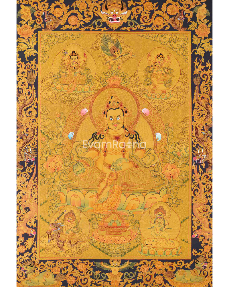 Full 24K Gold Dzambala Thangka