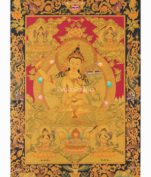 Full 24K Gold Manjushree Thangka