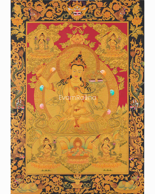 Full 24K Gold Manjushree Thangka