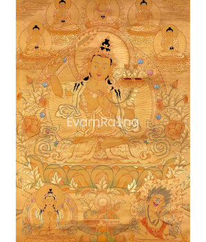 Full Gold Style Manjushree Tibetan Thangka Painting
