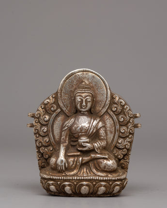 Shakyamuni Buddha Ghau Box in Silver 