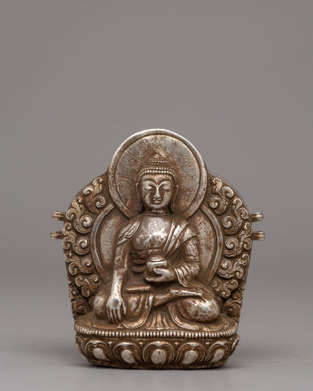 Shakyamuni Buddha Ghau Box in Silver 