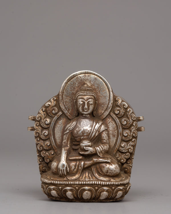 Shakyamuni Buddha Ghau Box in Silver 