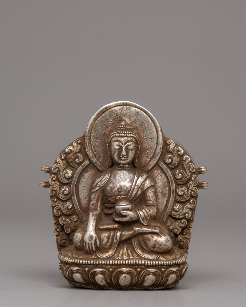 Shakyamuni Buddha Ghau Box in Silver 