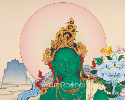 High-Quality Giclee Print Of Tara Mother For Prayer | Significance of Green Tara in Tibetan Buddhism