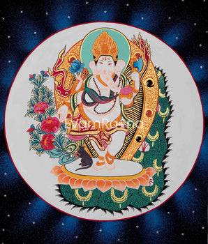 Ganesh Thangka Art | Original Hand Painted Thangka  | Hindu Deity Art for your Peace