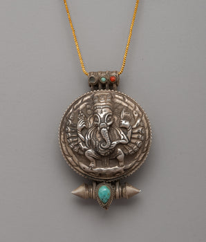 Silver Ganesh Ghau Box Locket