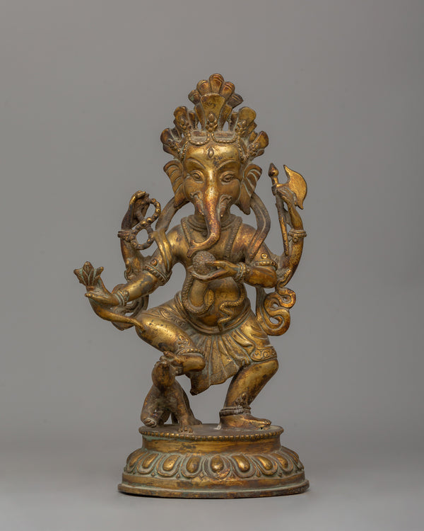 Gold Plated Standing Ganesh Statue