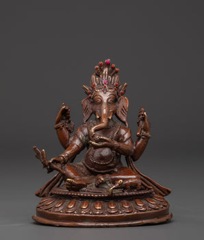 Oxidized copper Ganapati statue