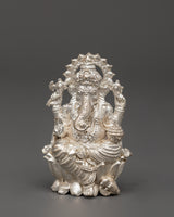 Sacred Silver Figurine of Hindu Deity Ganesha
