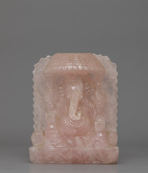 Ganesh Statue in Rose Quartz