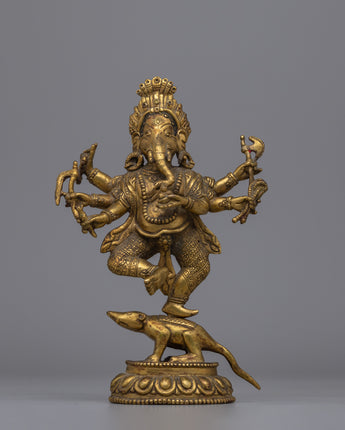 Antique Multi-Armed Ganesha Copper Statue