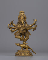 Antique Multi-Armed Ganesha Copper Statue