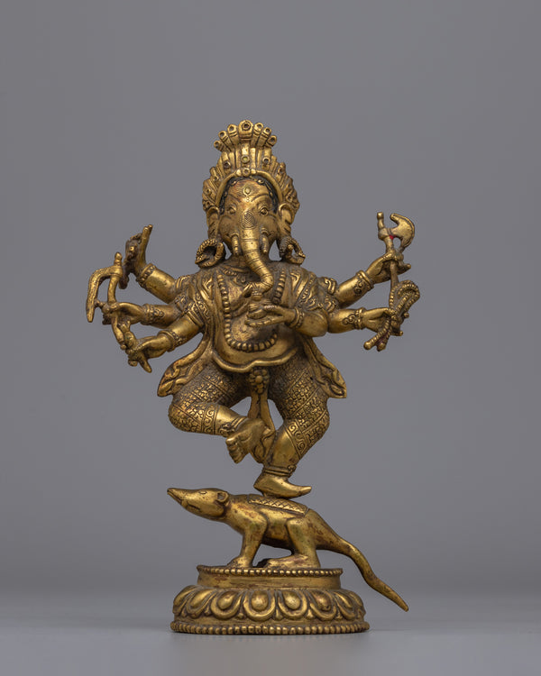 Antique Multi-Armed Ganesha Copper Statue