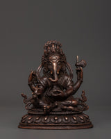 Lord Ganesh Oxidized Copper Hindu Deity Sculpture 