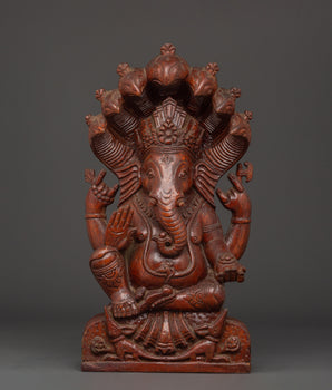 Handcrafted Wooden Ganesha Sculpture