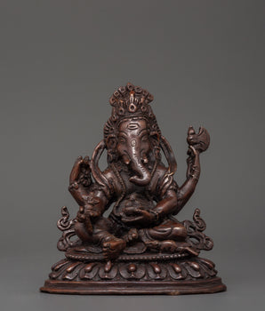 Oxidized Copper Ganesh Statue 