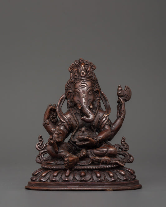 Oxidized Copper Ganesh Statue 