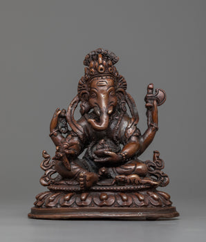 Ganesh Oxidized Copper Statue