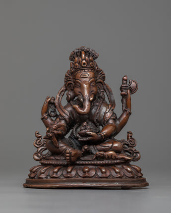 Ganesh Oxidized Copper Statue