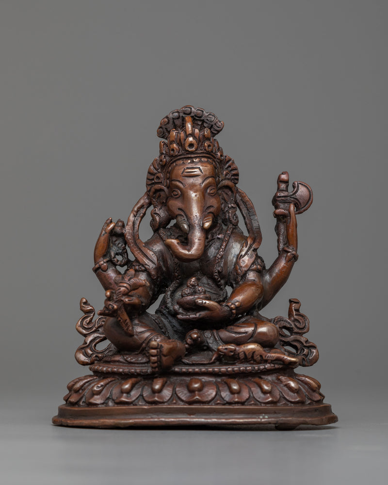 Ganesh Oxidized Copper Statue