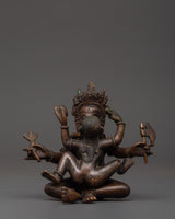  Oxidized Copper Ganesh with Consort Statue
