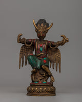 copper Garuda Statue with Turquoise