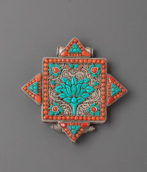 Ghau Box with Semi Precious Stones | Handcrafted Silver Ghau