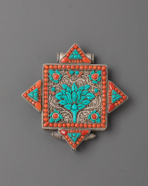 Ghau Box with Semi Precious Stones | Handcrafted Silver Ghau