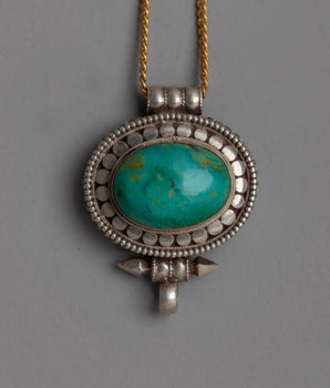 Turquoise Oval Ghau Box Locket