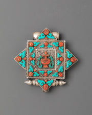 Tibetan Ghau Locket with Coral | Coral and Turquoise for Spiritual Use