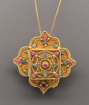 Handcrafted Tibetan Ghau Box Pendant | Himalayan Art