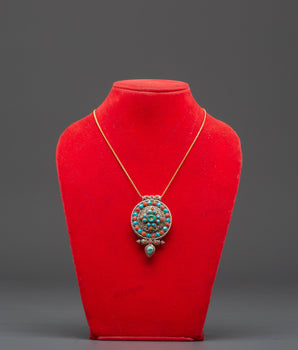 Dharma Wheel Silver Ghau Pendant | Spiritual Locket for Protection and Healing