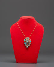 Dharma Wheel Silver Ghau Pendant | Spiritual Locket for Protection and Healing