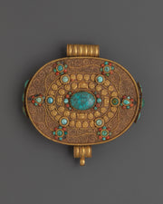 Gold Plated Ghau Box Locket | | Handcrafted Tibetan Spiritual Locket