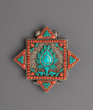 Ghau Locket with Semi Precious Stones | Tibetan Altar Accessory