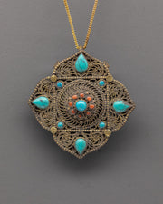 Buddhist Ghau Amulet Pendant | Gold Plated Tibetan Shrine Locket