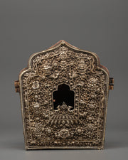 Tibetan Shrine Ghau Box | Silver Plated Buddhist Reliquary
