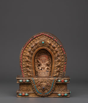 Buddhist Amulet Box | Handmade Yak Bone & Copper Body with Gold Plated