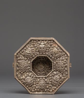 Handmade Tibetan Silver Plated Ghau Box