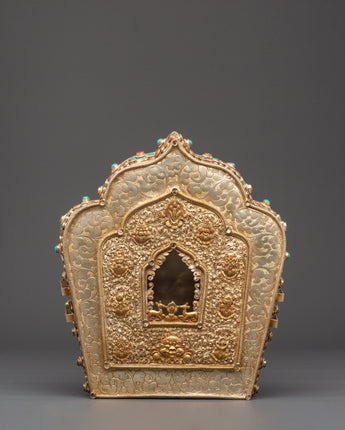 Copper Gold Plated Ghau Box with Semi Precious Stones