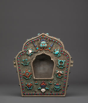 Copper Ghau Box with Coral | Handcrafted Tibetan Ghau Box