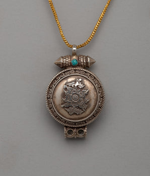 Flower Design Tibetan Ghau Box Pendant 